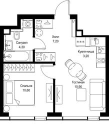 1-BD Apartment Sale, 36.2平方米 at Multikvartal CITYZEN, Vishnyovaya Street, Moscow, Russia #4