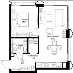 1-BD Apartment Sale, 44.4 sq. m. at Multikvartal CITYZEN, Vishnyovaya Street, Moscow, Russia #3