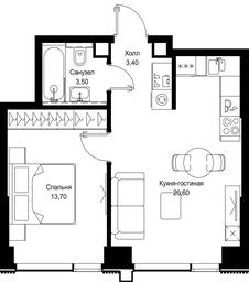 1-BD Apartment Sale, 41.2 sq. m. at Multikvartal CITYZEN, Vishnyovaya Street, Moscow, Russia #3