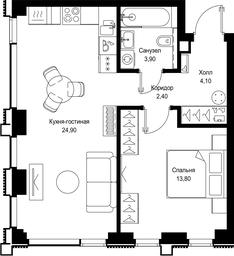 1-BD Apartment Sale, 49.1 sq. m. at Multikvartal CITYZEN, Vishnyovaya Street, Moscow, Russia #4