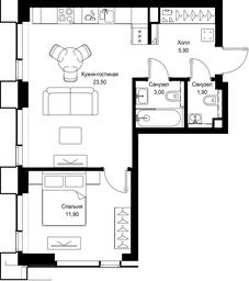 1-BD Apartment Sale, 46.2 sq. m. at Multikvartal CITYZEN, Vishnyovaya Street, Moscow, Russia #4