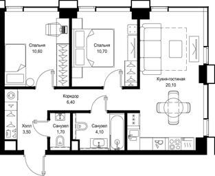 2-BD Apartment Sale, 57.1 sq. m. at Multikvartal CITYZEN, Vishnyovaya Street, Moscow, Russia #4