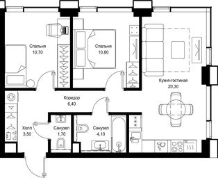 2-BD Apartment Sale, 57.5 sq. m. at Multikvartal CITYZEN, Vishnyovaya Street, Moscow, Russia #2