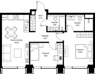 2-BD Apartment Sale, 58.6平方米 at Multikvartal CITYZEN, Vishnyovaya Street, Moscow, Russia #3 2-BD Apartment Sale, 58.6平方米 at Multikvartal CITYZEN, Vishnyovaya Street, Moscow, Russia #3