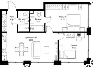 2-BD Apartment Sale, 61.7 sq. m. at Multikvartal CITYZEN, Vishnyovaya Street, Moscow, Russia #2 2-BD Apartment Sale, 61.7 sq. m. at Multikvartal CITYZEN, Vishnyovaya Street, Moscow, Russia #2