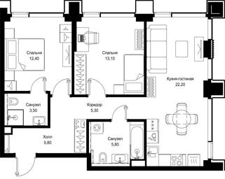 2-BD Apartment Sale, 68.1 sq. m. at Multikvartal CITYZEN, Vishnyovaya Street, Moscow, Russia #4