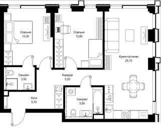 2-BD Apartment Sale, 72 sq. m. at Multikvartal CITYZEN, Vishnyovaya Street, Moscow, Russia #3