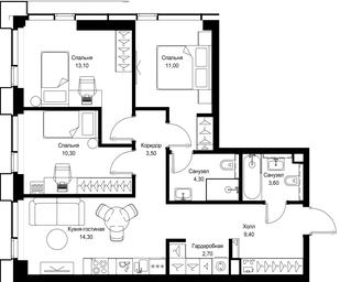 3-BD Apartment Sale, 72.2 sq. m. at Multikvartal CITYZEN, Vishnyovaya Street, Moscow, Russia #2