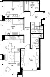 3-BD Apartment Sale, 74.8 sq. m. at Multikvartal CITYZEN, Vishnyovaya Street, Moscow, Russia #4