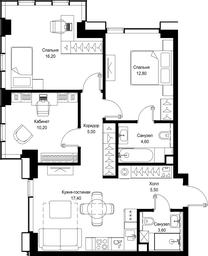 3-BD Apartment Sale, 75.3 sq. m. at Multikvartal CITYZEN, Vishnyovaya Street, Moscow, Russia #2