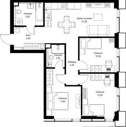 3-BD Apartment Sale, 75.4平方米 at Multikvartal CITYZEN, Vishnyovaya Street, Moscow, Russia #2 3-BD Apartment Sale, 75.4平方米 at Multikvartal CITYZEN, Vishnyovaya Street, Moscow, Russia #2