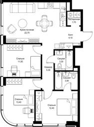 3-BD Apartment Sale, 78.3 sq. m. at Multikvartal CITYZEN, Vishnyovaya Street, Moscow, Russia #4