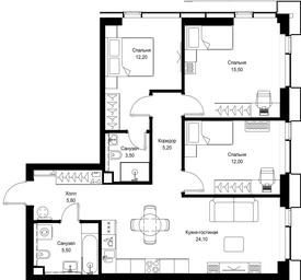 3-BD Apartment Sale, 83.8 sq. m. at Multikvartal CITYZEN, Vishnyovaya Street, Moscow, Russia #3 3-BD Apartment Sale, 83.8 sq. m. at Multikvartal CITYZEN, Vishnyovaya Street, Moscow, Russia #3
