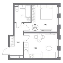 2-BD Apartment Sale, 41.2平方米 at Admiral, Shosseynaya Street, 4А, Moscow, Russia #2