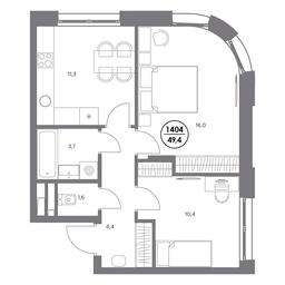 3-BD Apartment Sale, 49.4平方米 at Admiral, Shosseynaya Street, 4А, Moscow, Russia #3