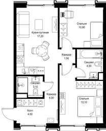 2-BD Apartment Sale, 58.8 sq. m. at Multikvartal CITYZEN, Vishnyovaya Street, Moscow, Russia #3 2-BD Apartment Sale, 58.8 sq. m. at Multikvartal CITYZEN, Vishnyovaya Street, Moscow, Russia #3