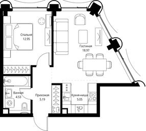 1-BD Apartment Sale, 46.69平方米 at MIRA, Mira Avenue, Moscow, Russia #4