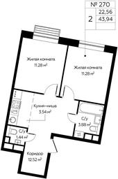 1-BD Apartment Sale, 43.94平方米 at Tsvetochnye Polyany City, kvartal № 165, Filimonkovskoye Municipal Formation, Moscow, Russia #4
