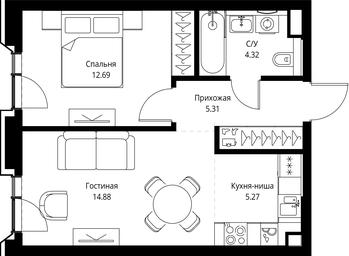 1-BD Apartment Sale, 42.47 sq. m. at MIRA, Mira Avenue, Moscow, Russia #4