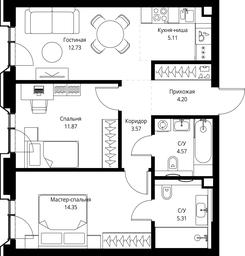 2-BD Apartment Sale, 61.71平方米 at MIRA, Mira Avenue, Moscow, Russia #4