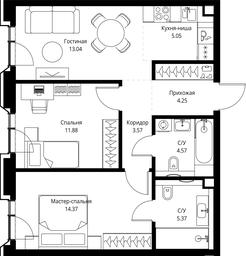 2-BD Apartment Sale, 62.1平方米 at MIRA, Mira Avenue, Moscow, Russia #3 2-BD Apartment Sale, 62.1平方米 at MIRA, Mira Avenue, Moscow, Russia #3