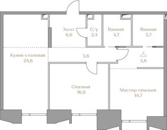 2-BD Apartment Sale, 85.9 sq. m. at Luzhniki Collection, Luzhnetskaya Embankment, 2/4с17, Moscow, Russia #4
