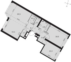 3-BD Apartment Sale, 90.3 sq. m. at Arkhitektor, Akademika Volgina Street, 2Д, Moscow, Russia #4