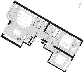 3-BD Apartment Sale, 90.3 sq. m. at Arkhitektor, Akademika Volgina Street, 2Д, Moscow, Russia #3 3-BD Apartment Sale, 90.3 sq. m. at Arkhitektor, Akademika Volgina Street, 2Д, Moscow, Russia #3