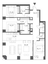 3-BD Apartment Sale, 148.11 sq. m. at Klubny dom Forum (Klubny dom Forum), Sadovaya-Sukharevskaya Street, Moscow, Russia #3