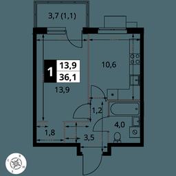 1-BD Apartment Sale, 36.1 sq. m. at 1 Izmajlovskij, Montazhnaya Street, 8с13, Moscow, Russia #4