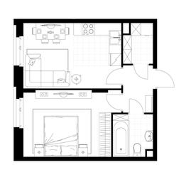 Apartment Sale, 40.7平方米 at Rezidentsii Skolkovo, Kashtanovaya ulitsa, 1, rabochiy posyolok Zarechye, Odintsovskiy City District, Moscow Region, Russia #4