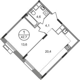 Apartment Sale, 42.7 sq. m. at Rezidentsii Skolkovo, Kashtanovaya ulitsa, 1, rabochiy posyolok Zarechye, Odintsovskiy City District, Moscow Region, Russia #4