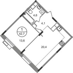 Apartment Sale, 42.7 sq. m. at Rezidentsii Skolkovo, Kashtanovaya ulitsa, 1, rabochiy posyolok Zarechye, Odintsovskiy City District, Moscow Region, Russia #2