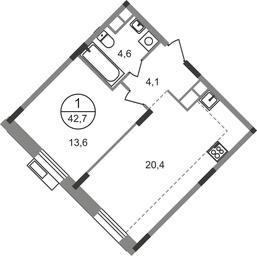 Apartment Sale, 42.7 sq. m. at Rezidentsii Skolkovo, Kashtanovaya ulitsa, 1, rabochiy posyolok Zarechye, Odintsovskiy City District, Moscow Region, Russia #4
