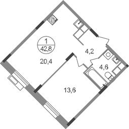 Apartment Sale, 42.8 sq. m. at Rezidentsii Skolkovo, Kashtanovaya ulitsa, 1, rabochiy posyolok Zarechye, Odintsovskiy City District, Moscow Region, Russia #2 Apartment Sale, 42.8 sq. m. at Rezidentsii Skolkovo, Kashtanovaya ulitsa, 1, rabochiy posyolok Zarechye, Odintsovskiy City District, Moscow Region, Russia #2