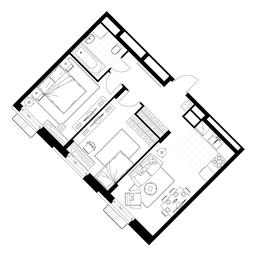 2-BD Apartment Sale, 57.6 sq. m. at Rezidentsii Skolkovo, Kashtanovaya ulitsa, 1, rabochiy posyolok Zarechye, Odintsovskiy City District, Moscow Region, Russia #4