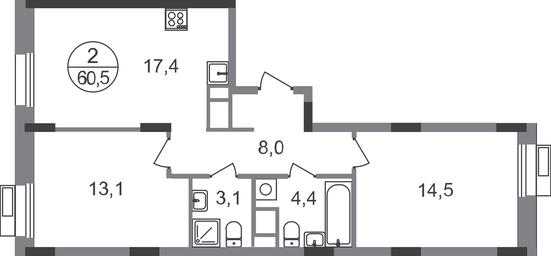 Продажа 2-комн. квартиры, 60,5 м² в ЖК «Резиденции Сколково», Каштановая улица, 1, рабочий посёлок Заречье, Одинцовский городской округ, Московская область, Россия #2 Продажа 2-комн. квартиры, 60,5 м² в ЖК «Резиденции Сколково», Каштановая улица, 1, рабочий посёлок Заречье, Одинцовский городской округ, Московская область, Россия #2