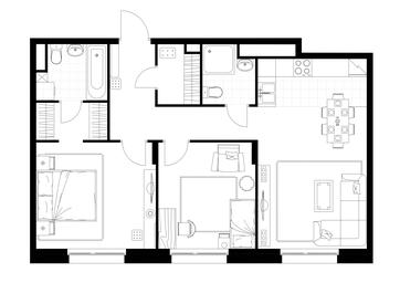 2-BD Apartment Sale, 68.4 sq. m. at Rezidentsii Skolkovo, Kashtanovaya ulitsa, 1, rabochiy posyolok Zarechye, Odintsovskiy City District, Moscow Region, Russia #4