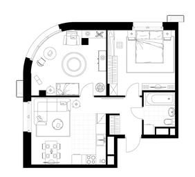 2-BD Apartment Sale, 60.8 sq. m. at Rezidentsii Skolkovo, Kashtanovaya ulitsa, 1, rabochiy posyolok Zarechye, Odintsovskiy City District, Moscow Region, Russia #4