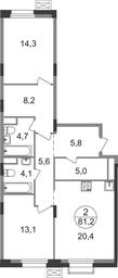 2-BD Apartment Sale, 81.2平方米 at Rezidentsii Skolkovo, Kashtanovaya ulitsa, 1, rabochiy posyolok Zarechye, Odintsovskiy City District, Moscow Region, Russia #2 2-BD Apartment Sale, 81.2平方米 at Rezidentsii Skolkovo, Kashtanovaya ulitsa, 1, rabochiy posyolok Zarechye, Odintsovskiy City District, Moscow Region, Russia #2