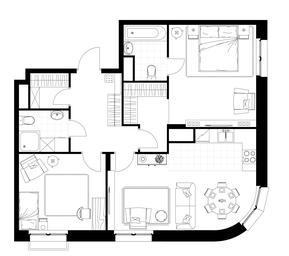 2-BD Apartment Sale, 74.2 sq. m. at Rezidentsii Skolkovo, Kashtanovaya ulitsa, 1, rabochiy posyolok Zarechye, Odintsovskiy City District, Moscow Region, Russia #4