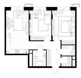 2-BD Apartment Sale, 68.2 sq. m. at Rezidentsii Skolkovo, Kashtanovaya ulitsa, 1, rabochiy posyolok Zarechye, Odintsovskiy City District, Moscow Region, Russia #4