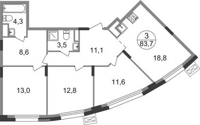 3-BD Apartment Sale, 83.7平方米 at Rezidentsii Skolkovo, Kashtanovaya ulitsa, 1, rabochiy posyolok Zarechye, Odintsovskiy City District, Moscow Region, Russia #2 3-BD Apartment Sale, 83.7平方米 at Rezidentsii Skolkovo, Kashtanovaya ulitsa, 1, rabochiy posyolok Zarechye, Odintsovskiy City District, Moscow Region, Russia #2
