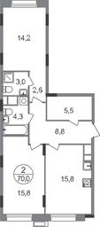 2-BD Apartment Sale, 70平方米 at Rezidentsii Skolkovo, Kashtanovaya ulitsa, 1, rabochiy posyolok Zarechye, Odintsovskiy City District, Moscow Region, Russia #2 2-BD Apartment Sale, 70平方米 at Rezidentsii Skolkovo, Kashtanovaya ulitsa, 1, rabochiy posyolok Zarechye, Odintsovskiy City District, Moscow Region, Russia #2
