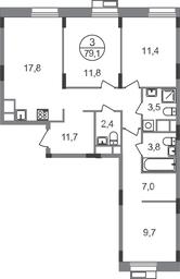 3-BD Apartment Sale, 79.1 sq. m. at Rezidentsii Skolkovo, Kashtanovaya ulitsa, 1, rabochiy posyolok Zarechye, Odintsovskiy City District, Moscow Region, Russia #2 3-BD Apartment Sale, 79.1 sq. m. at Rezidentsii Skolkovo, Kashtanovaya ulitsa, 1, rabochiy posyolok Zarechye, Odintsovskiy City District, Moscow Region, Russia #2
