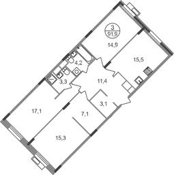 3-BD Apartment Sale, 91.9 sq. m. at Rezidentsii Skolkovo, Kashtanovaya ulitsa, 1, rabochiy posyolok Zarechye, Odintsovskiy City District, Moscow Region, Russia #2 3-BD Apartment Sale, 91.9 sq. m. at Rezidentsii Skolkovo, Kashtanovaya ulitsa, 1, rabochiy posyolok Zarechye, Odintsovskiy City District, Moscow Region, Russia #2