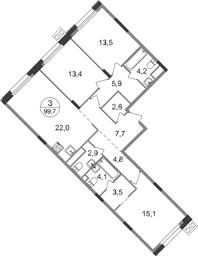 3-BD Apartment Sale, 99.7平方米 at Rezidentsii Skolkovo, Kashtanovaya ulitsa, 1, rabochiy posyolok Zarechye, Odintsovskiy City District, Moscow Region, Russia #2 3-BD Apartment Sale, 99.7平方米 at Rezidentsii Skolkovo, Kashtanovaya ulitsa, 1, rabochiy posyolok Zarechye, Odintsovskiy City District, Moscow Region, Russia #2