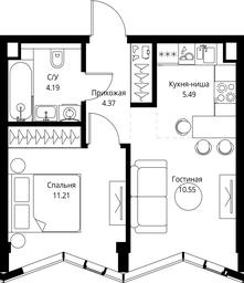 1-BD Apartment Sale, 35.81平方米 at MIRA, Mira Avenue, Moscow, Russia #2