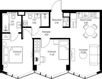 2-BD Apartment Sale, 54.29平方米 at MIRA, Mira Avenue, Moscow, Russia #2 2-BD Apartment Sale, 54.29平方米 at MIRA, Mira Avenue, Moscow, Russia #2
