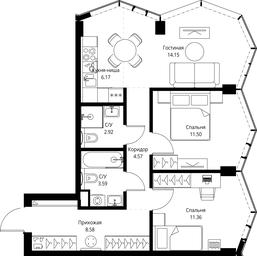 2-BD Apartment Sale, 62.84平方米 at MIRA, Mira Avenue, Moscow, Russia #3 2-BD Apartment Sale, 62.84平方米 at MIRA, Mira Avenue, Moscow, Russia #3